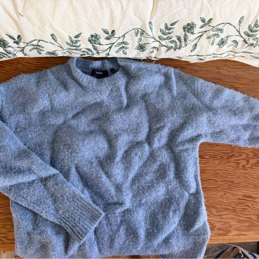 Theory Heather Blue Fuzzy Sweater